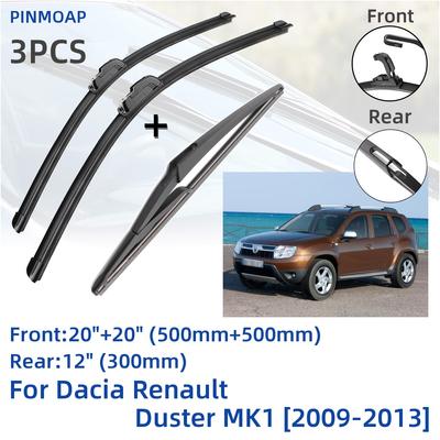 Pro Dacia Renault Duster MK1 2009-2013 Lišty předního zadního stěrače Kartáče Příslušenství k frézám J Hák 2009 2010 2011 2012 2013
