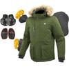 KOMINE Motorcycle Jacket JK-615 Protective Waterproof Winter Coat, Army Green, Size L