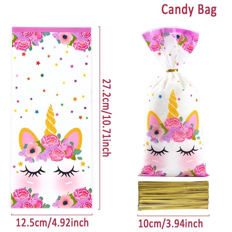 

Единорог, украшение для вечеринки в честь дня рождения, печенье, конфеты, подарочные пакеты, декор для вечеринки в честь дня рождения, детские принадлежности для детского душа для девочек, свадебные принадлежности 100pcs