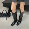 2025 autumn and winter new high knight boots women's head low heels but knee boots autumn and winter boots
