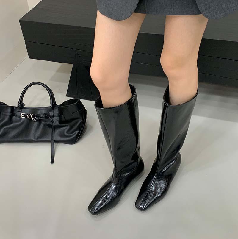 2025 autumn and winter new high knight boots women's head low heels but knee boots autumn and winter boots