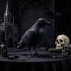 Realistic Crow Design Ornament, Crow Decoration with Feather Texture, Stable Base Waterproof Sun-Resistant Gothic Halloween Decor