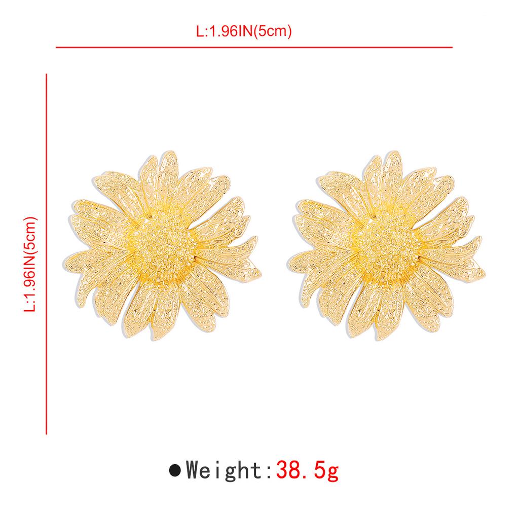 New European American Style Exaggerated Sunflower Necklace Earrings Flower Pendant Clavicle Chain For Women Trendy Jewelry