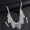 Luxurious Rhinestone Tassel Necklace and Earrings Set for Brides