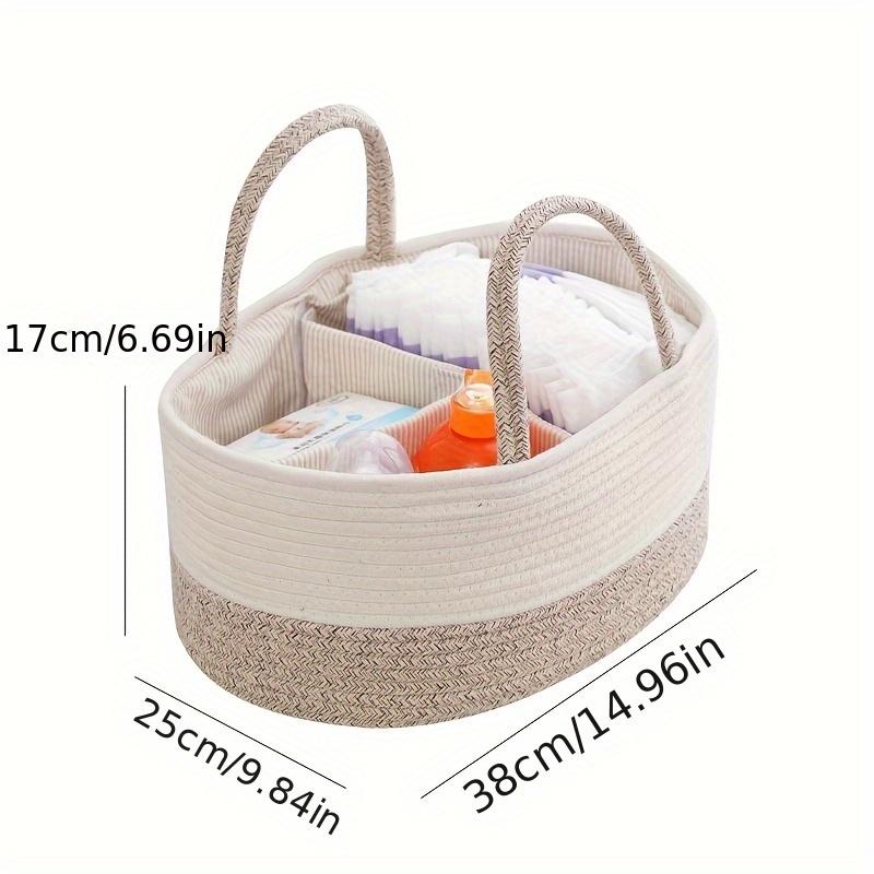 Handwoven Rope Organizer Basket with Dividers. Versatile storage for diapers, toys, laundry. Portable for any room.
