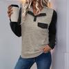 New Autumn and Winter Products Contrasting Color Spliced Sweat Shirt Top Pullover Lapel Zipper Casual Versatile Top for Women
