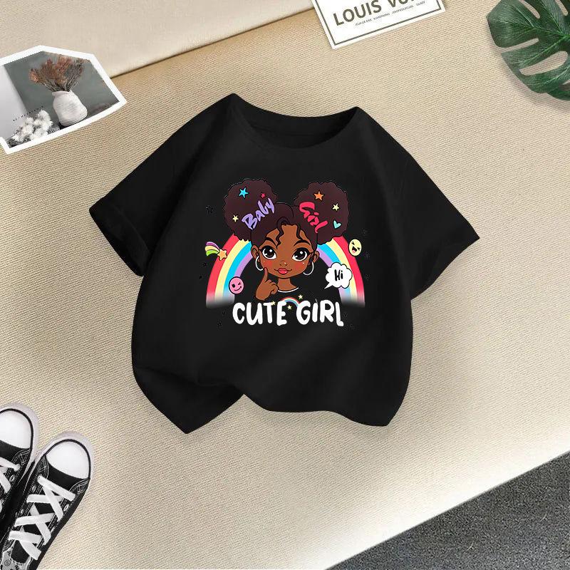 Girls' Cartoon Print Casual Round Neck Short-Sleeve T-Shirt - Summer Collection