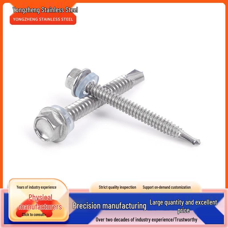 410 Stainless Steel Hex Self-Tapping & Self-Drilling Screws, External Hex Swallowtail Nails, Color Steel Tile Self-Drilling Screws