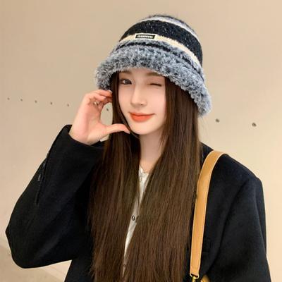 Autumn Winter Fashion Knitted Wool Hat for Women's Warm Korean Fisherman Hat Japanese Large Head Cap