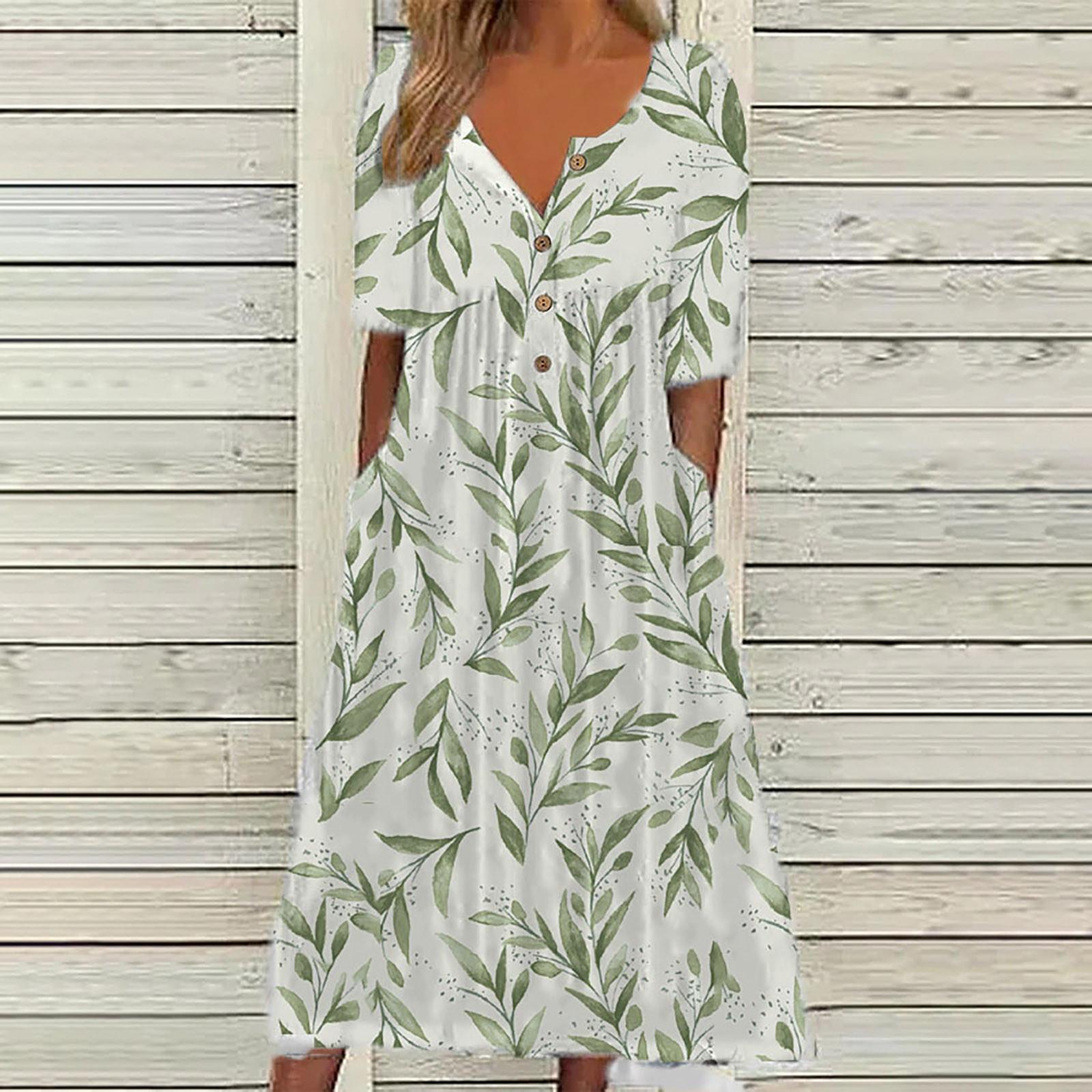 

Женское повседневное свободное платье с круглым вырезом и короткими рукавами и пуговицами, лето 2022 г. L