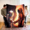 Astronaut Flannel Throw Blanket Galaxy Space Planet Pattern Blanket Lightweight Warm Super Soft for Bed Sofa Couch Travel Decor