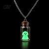 Halloween Party Decoration Ghost in Bottle Necklace, Glow The Dark Cute College Style Necklace Charm Jewelry, Adopt A Ghost/Cat/Dog Pendant