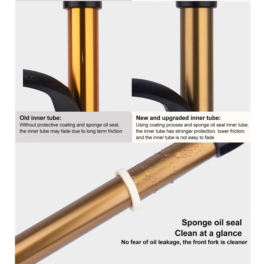 26 Inch Bike Suspension Fork Mountain Bike Front Fork Straight Steerer Manual Lockout Black Tube