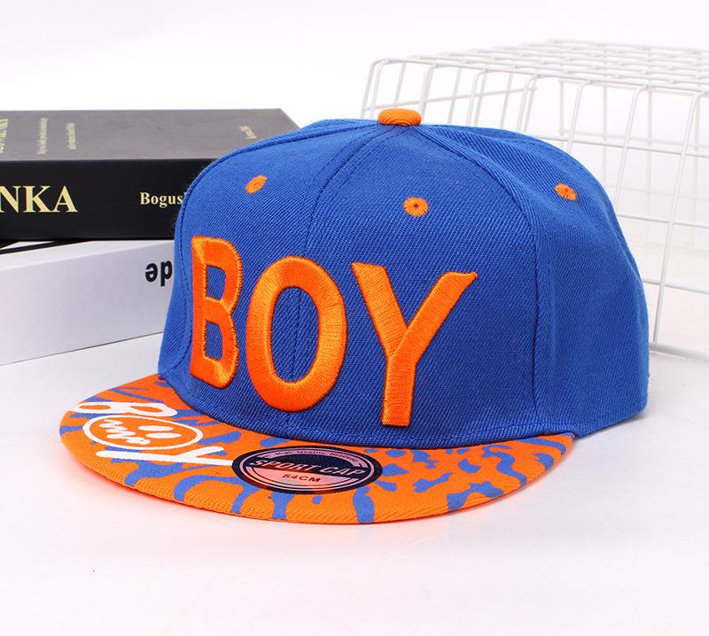 Boy Letter Embroidered Hip Hop Cap Unisex Kids Snapback Cap kids Baseball Cap Sun Hat For girls dance 4-8 Years оранжевый