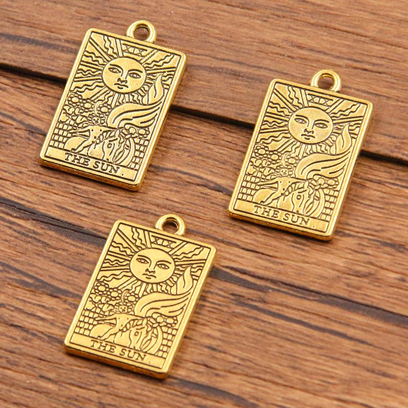 

Подвеска в виде карты Таро из цинкового сплава, 6 стилей 14x23 мм, популярна в модных украшениях.