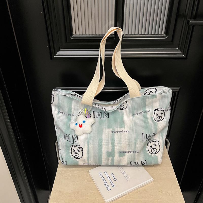 Hanfeng new corduroy bag for college students in class shoulder handbag bag large capacity niche cute cloth bag