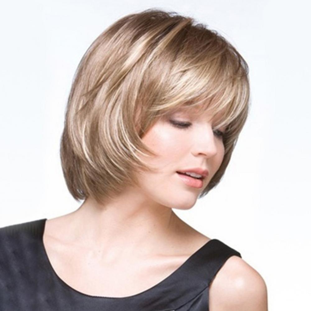 Women Fashion Blonde High Temperature Fiber Ladies Short Straight Hair Wig Hairpiece Wig Natural Hair