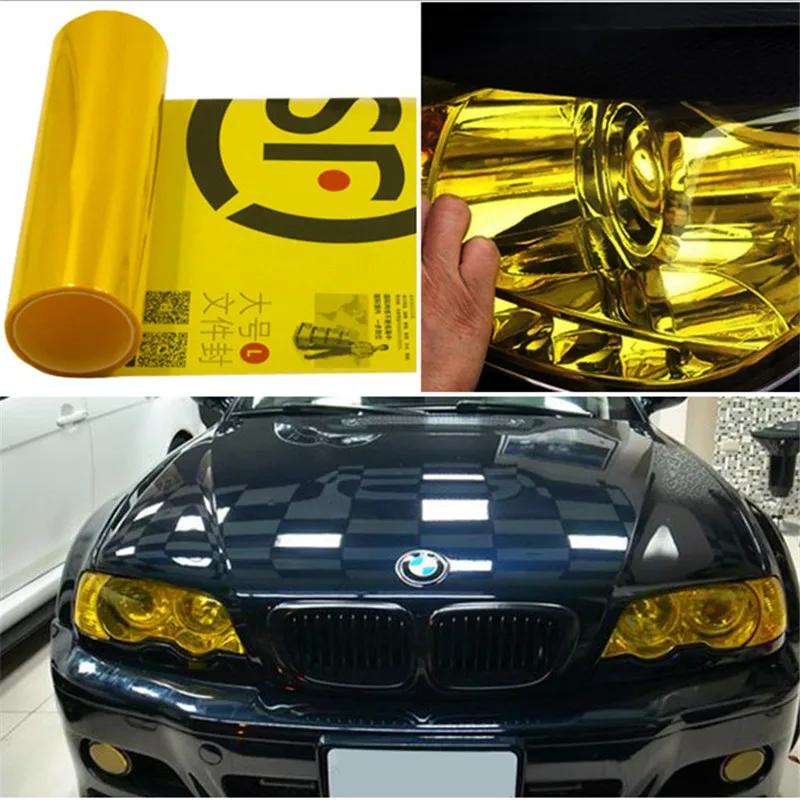 

Yellow Auto Car Light Headlight Taillight Tint Styling Waterproof Vinyl Film Sticker Easy Stick Motorcycle Whole Car Decoration 30cmx60cm