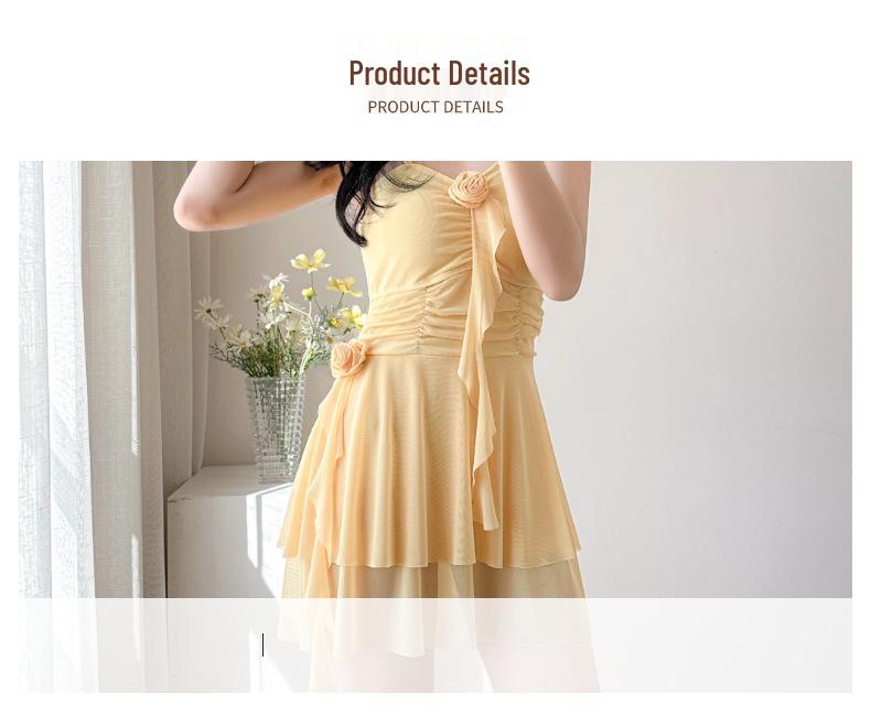 Elegant Sweet Style Slimming Resort Swimsuit with Conservative Skirt - Versatile Women's Swimwear