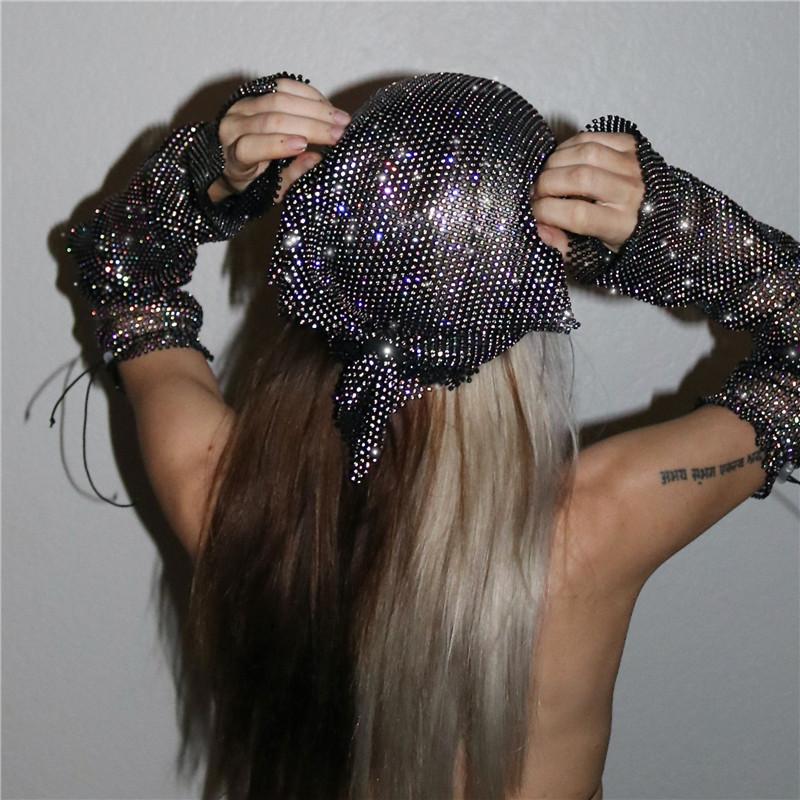 Fashionable punk rhinestone triangle scarf - street style headband