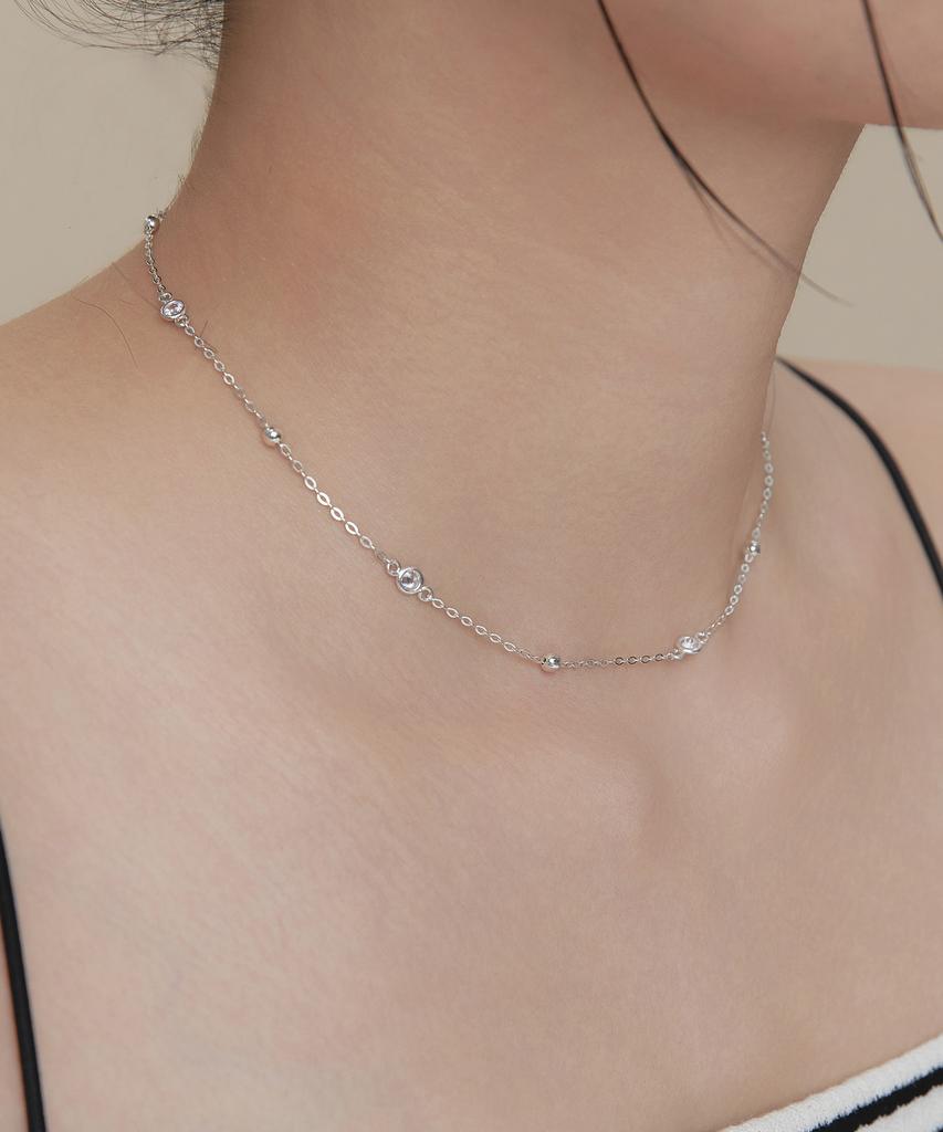 Dmoment Twinkle Trace Silver Choker (925 Silver)