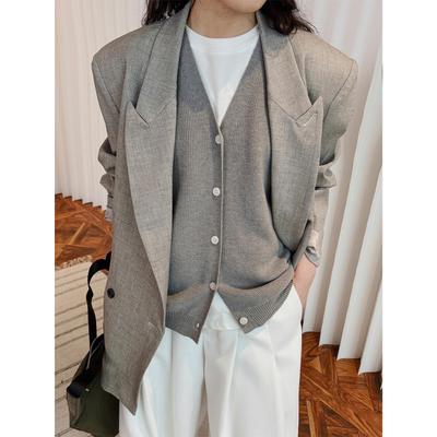 Louvre Korean Retro V-Neck Wool Knit Vest - Women's Slim Fit, Loose, Flexible Spring Top