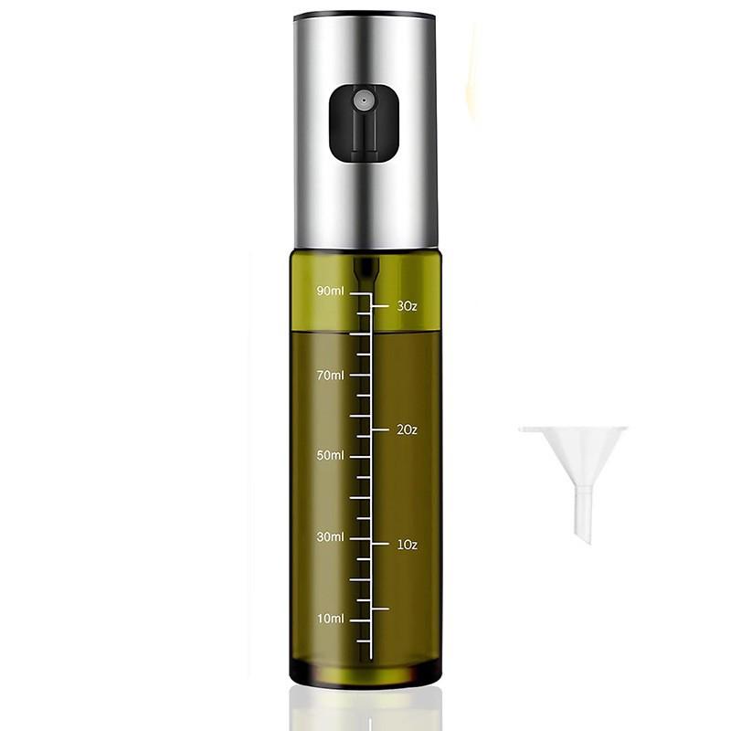 304 Stainless Steel Spray Oil Bottle - Leak-proof Glass, 100ml, Press-type for Oil, Sauce, & Vinegar