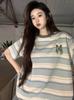 Cloud Color Short-sleeved T-shirt Women Summer Printing Loose Color Collision O-neck Versatile Tees Korean Women
