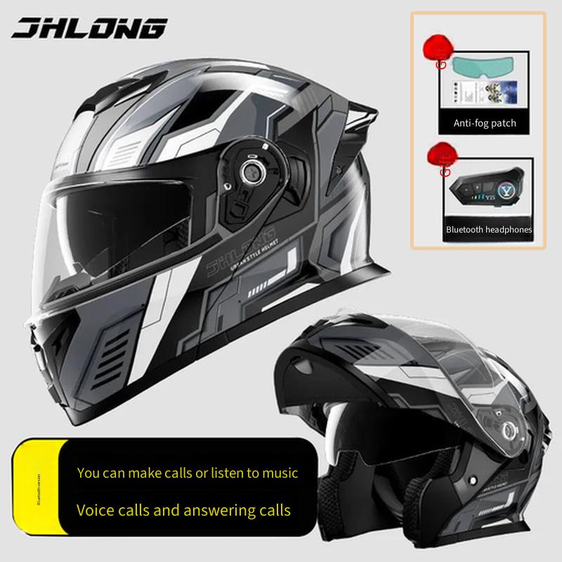 Built In Bluetooth Modular Flip Up Motorcycle Helmet Waterproof Long Battery All Season Safety Helmet for Delivery Riders Commuter Use