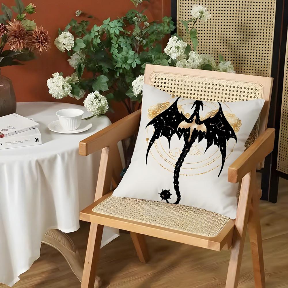 Cool FFourth Wing Dragon Cushion Cover Silky Short Plush Invisible Zipper Dustproof Sofa Pillow Case for Home Decor