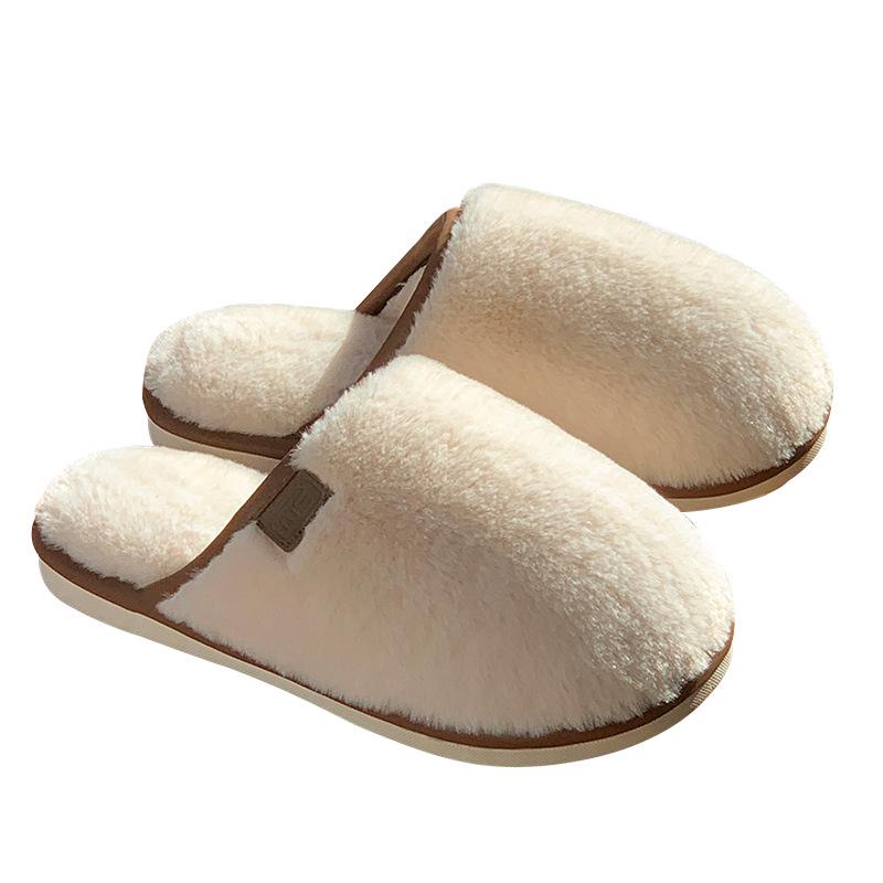 Women's Winter Plush Cross-Strap Indoor Slippers with Imitation Rabbit Fur
