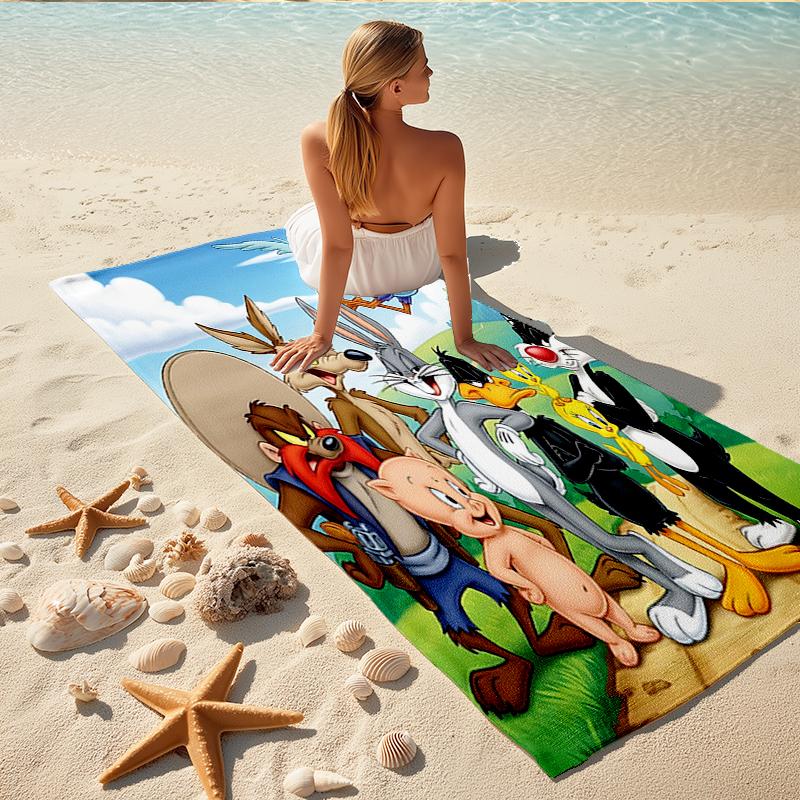 1Pc Classic Looney Tunes Compilation Beach Towel Quick Dry Multiuse For Beach Pool Gym Yoga Home Travel Christmas Halloween Xmas Gift S18