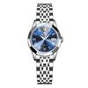 OLEVS Stylish and Date Analog Quartz Business Stainless Steel Luminous Blue Watch Brand Women's Watch, Popular, Display, Movement, Waterproof, Style,