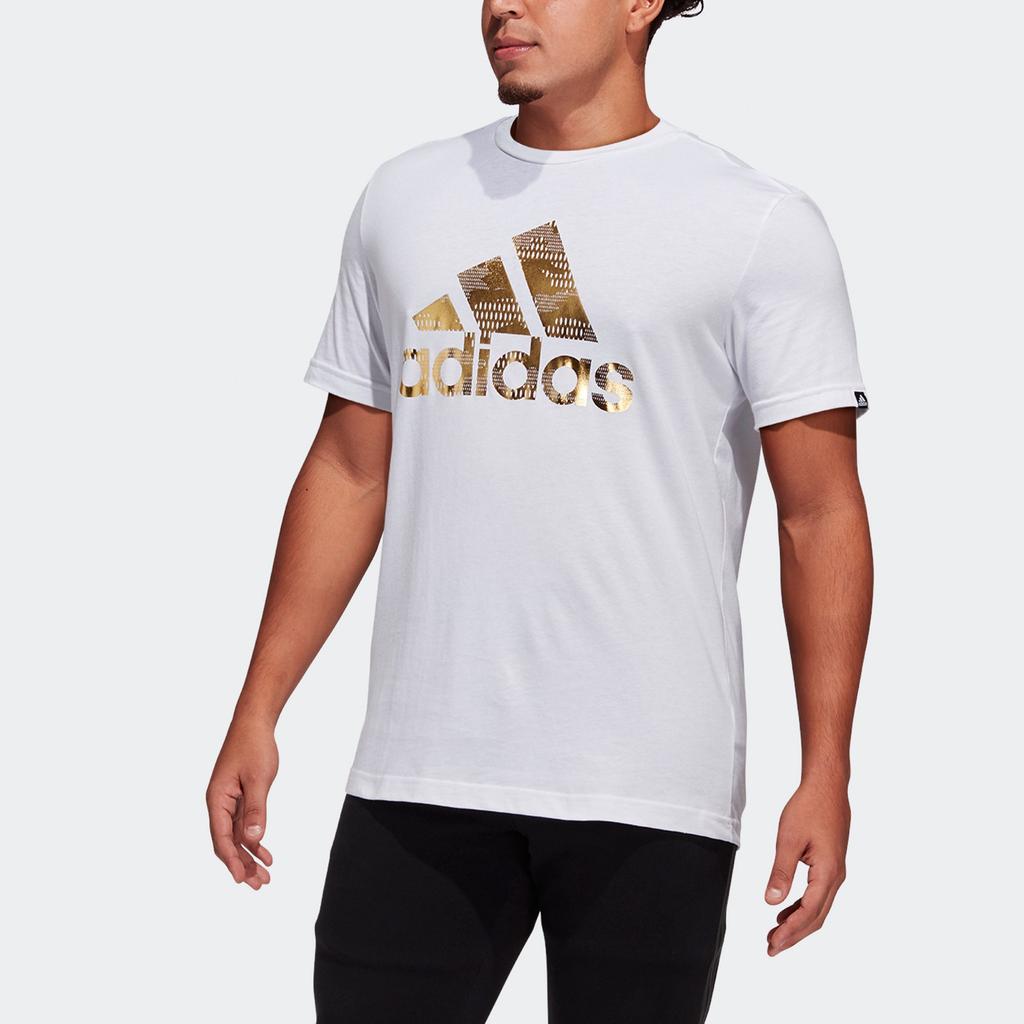 Adidas T Shirts Men's White Crew Neck Moderate Straight Fit GL3703