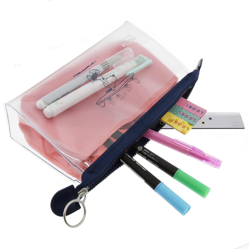 Sunstar Stationery Snoopy Clear Mitte S1424530 Pouch, Gusset, Pink,