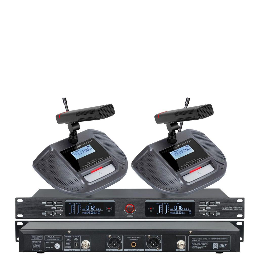 KTV U-Band Infrared Wireless Dual Mic Lapel Headset for High-End Conference and Stage Use