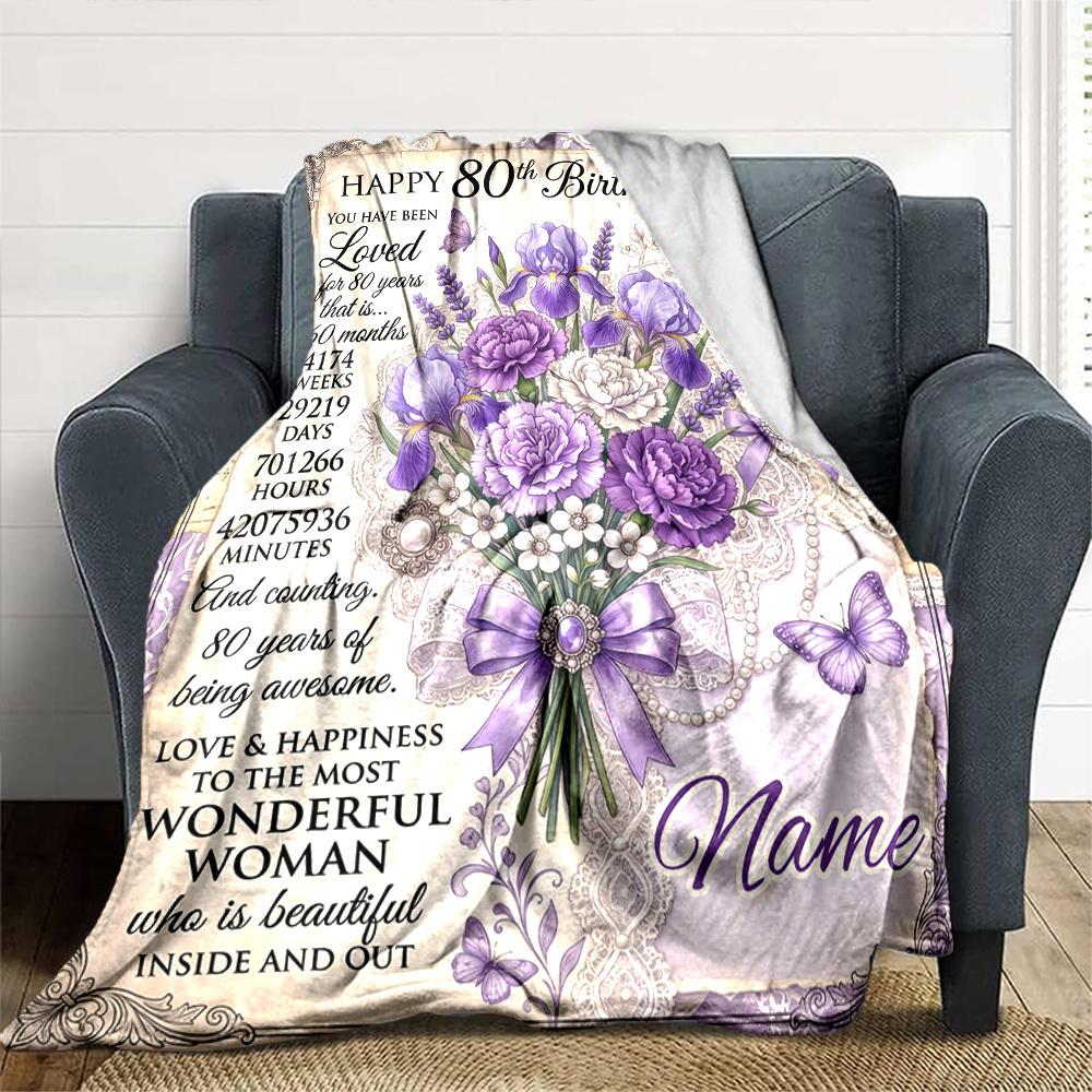 Happy 80Th Birthday Throw Blanket Soft Cozy Perfect For Sofa Couch Office Bed Picnics For All Occasions Cozy Home Lovers Unique Gift For Family And