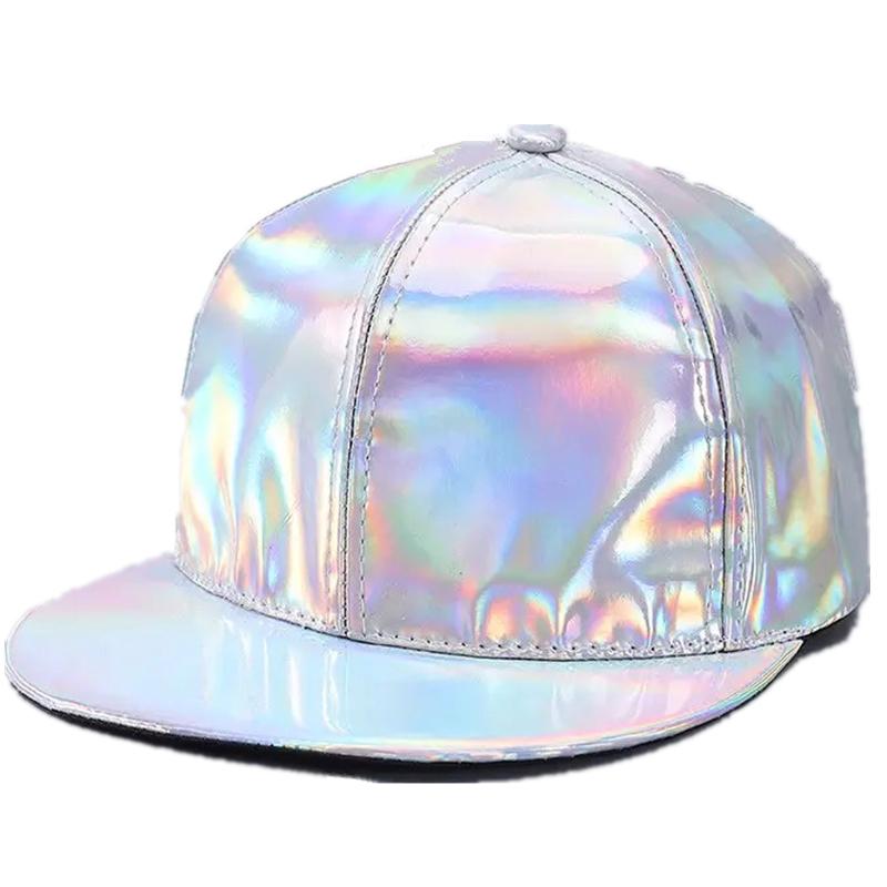Nová Unisex PU kůže Laser Style Baseballová čepice Street Hip Hop Klobouk Muži Ženy Oslnivé barvy Kšiltovka Y2K