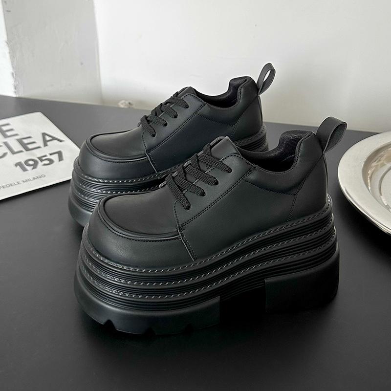 

Модная платформа, толстая подошва, женские туфли Мэри Джейн, модные туфли-лодочки с мелким вырезом на шнуровке, женская лаконичная обувь в уличном стиле для колледжа 39 чёрный