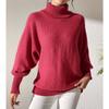 Women's Bottoming Shirt Autumn And Winter Women's Solid Color Simple Bat Sleeve Top Turtleneck Lapel Sweater