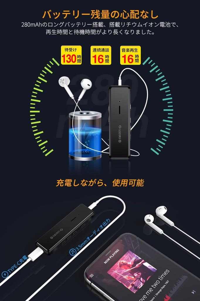 Bluetooth Wireless Audio aptX and low latency aptX LL equipped with Qualcomm smart MEMS high sensitivity music and call flip Windows black Laza-Vally