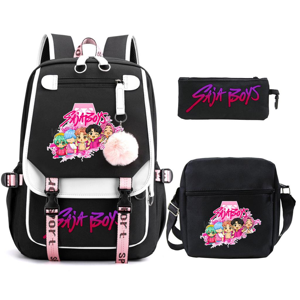 K-Pop Anime Cartoon Portable Shoulder Backpack Student Leisure School Bag Three-Piece Set
