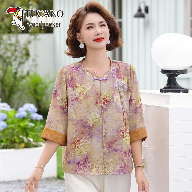 TUCANO Women s New Chinese Style Chiffon Blouse XL