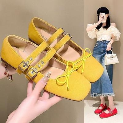 Designer Frühling Damen Mary Jane Schuhe Eckige Zehenpartie Damen Komfort Weiche Sohle Ballerinas Damenschuhe