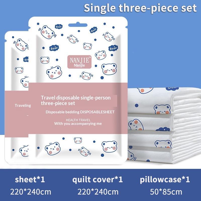 Non-Woven Bedding Set Disposable Duvet Cover 3/4Pcs Bed Sheet Travel Anti-Dirty Waterproof Hotel Portable Travel Bedding Set