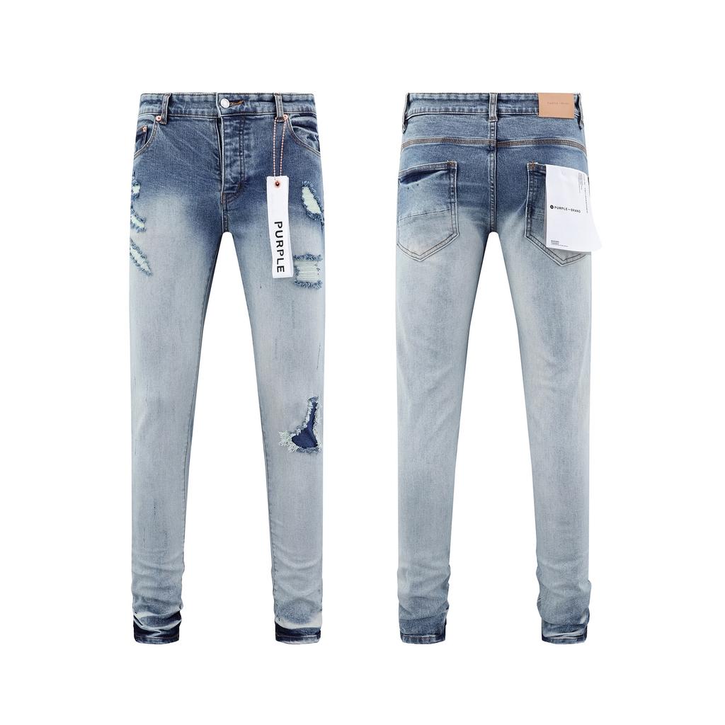 ZYLLO Retro Streetwear Men's Jeans New Trendy Low Rise Skinny Denim Pants Slim-Fit Trousers