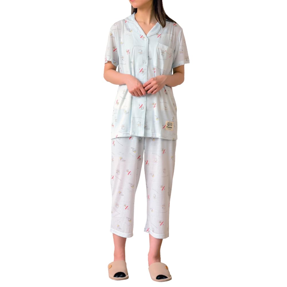 

Пижама Snoopy Room Wear Домашняя одежда Верх и низ Комплект с коротким рукавом Длина штаны Саксофон [SWINGPLUS] 3/4 Женская (М, Синий)