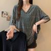 Women's Plus Size V-Neck Slit Short-Sleeve T-Shirt - Summer 2026 Stylish Loose Fit