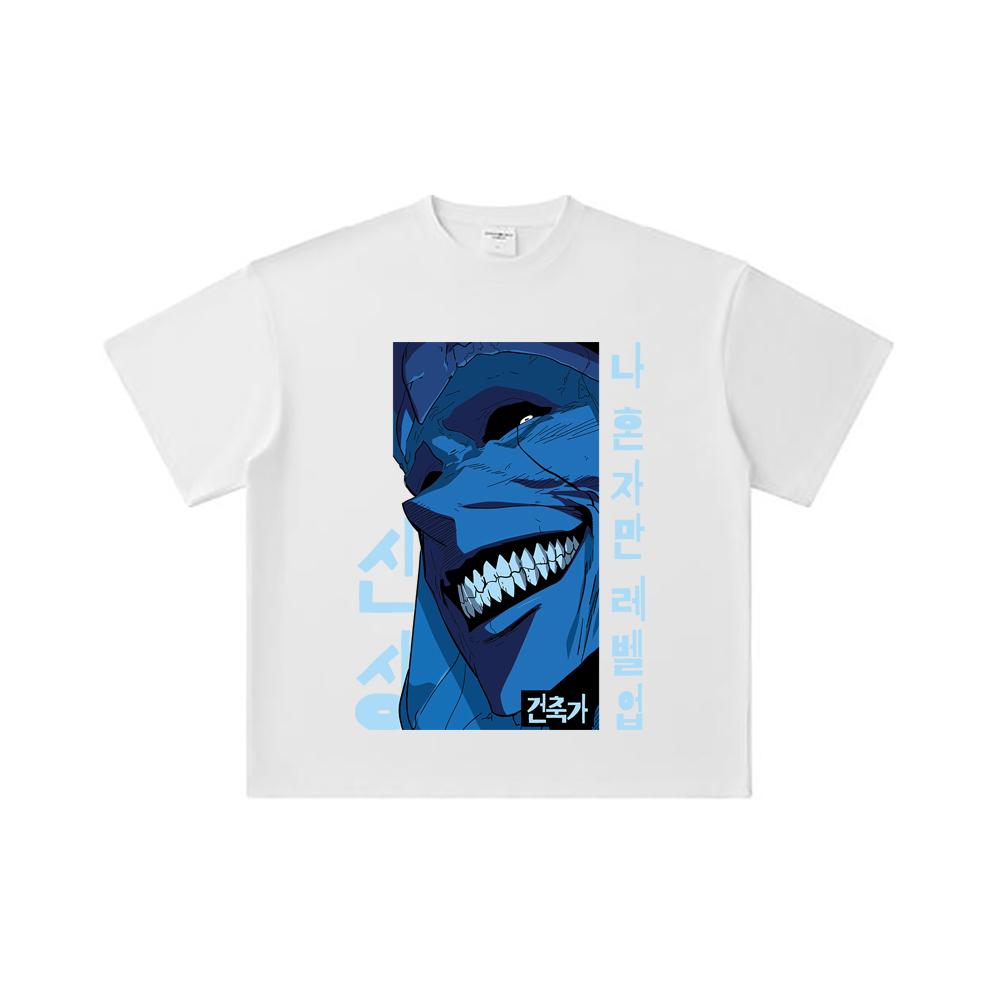 260 GSM Double Yarn 32 Count 100% Cotton Solo Leveling V16 Print Unisex Heavy Cotton T Shirt