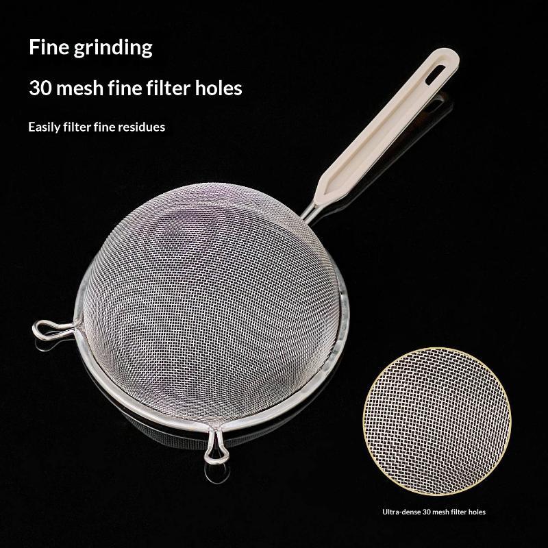 Durable 304 Stainless Steel Residue Filter With Plastic Handle Fine Mesh Strainer Flour Sieve Oil Skimmer Spoon Kitchen Utensils